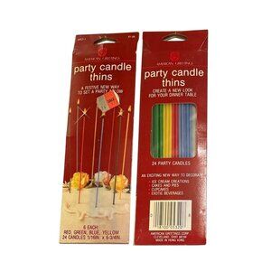 2 Vtg American Greetings Festive Birthday Party Candle Thins Hong Kong